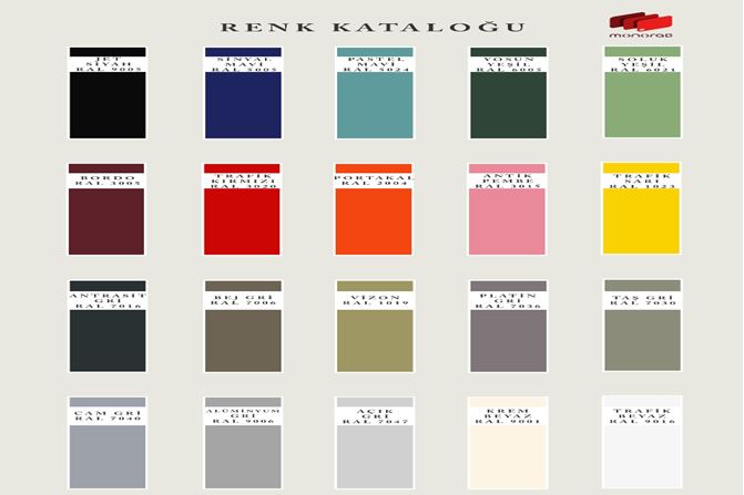 Monorad Dekoratif Radyatör Kapakları Renk Kartelası